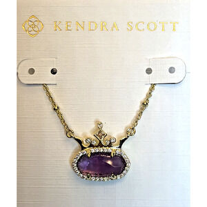 Kendra Scott x Disney Elisa Princess Gold Short Pendant Necklace Purple Iridesct